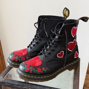 Dr. Martens 1460 Pascal Hearts with Sequin patches and Embroidery
